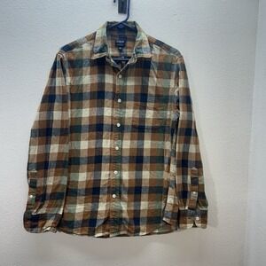 J.CREW Flanel Shirt Mens Size Medium Plaid Long Sleeve Button Up Outdoor Hiking